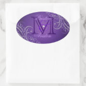 Sticker Ovale Stick violet Monogramme violet Exquis (Sac)