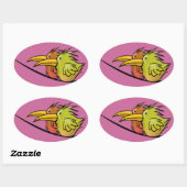 Sticker Ovale Stickers, 2 Oiseaux sur fil (Feuille)