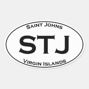 Sticker Ovale STJ - Ovale de style de Johns Îles Vierges de