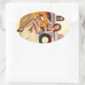 Sticker Ovale Stocker la broche à étouffer vers le haut (Sac)