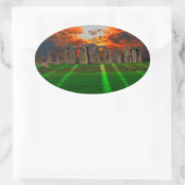 Sticker Ovale Stonehenge Standing Stones au coucher du soleil (Sac)