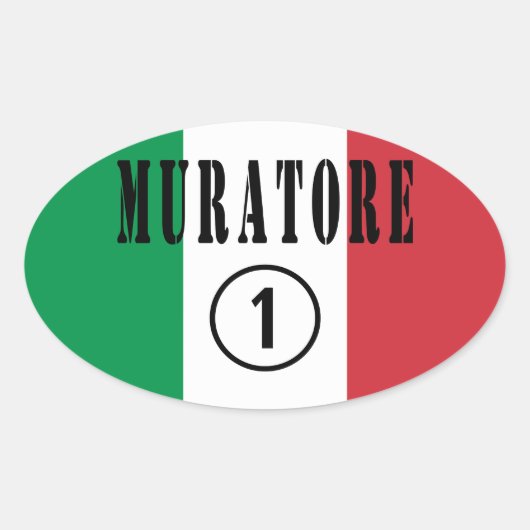 Sticker Ovale Stonemasons italiens : Muratore Numero Uno (Devant)