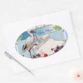 STICKER OVALE STORK BÉBÉ GARÇON DOUCHE 2 (Enveloppe)