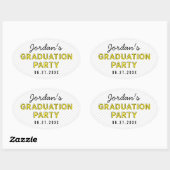 Sticker Ovale Stripes modernes Jaune fête de graduation (Feuille)