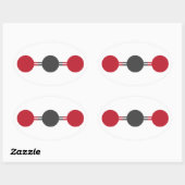 Sticker Ovale Structure moléculaire du CO2 (Feuille)