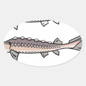 Sticker Ovale Sturgeon poisson rare (Devant)