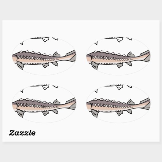 Sticker Ovale Sturgeon poisson rare (Feuille)