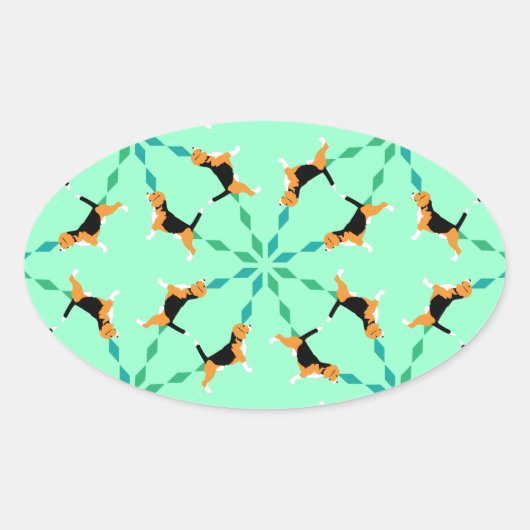 Sticker Ovale Style Beagle (Devant)