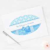 Sticker Ovale Style champêtre Fille Bleu avec nom (Enveloppe)