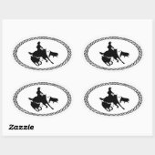 Sticker Ovale Style Euro Cheval Coupe (Feuille)