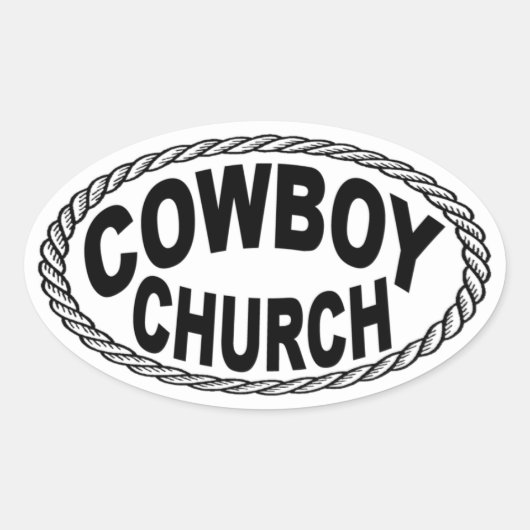 Sticker Ovale Style euro de l'église Cowboy (Devant)