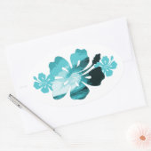 Sticker Ovale Style surf Hibiscus (Enveloppe)