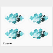 Sticker Ovale Style surf Hibiscus (Feuille)