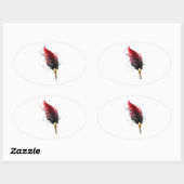 Sticker Ovale Stylo rouge en plumes avec nib or (Feuille)