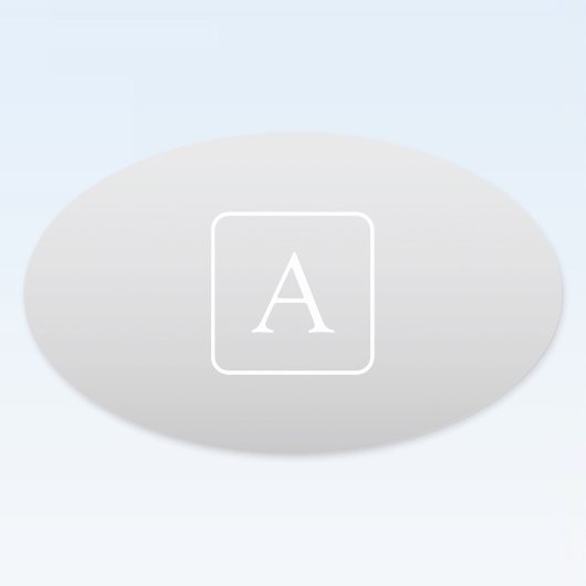 Sticker Ovale Subtil Gray Gradient Nom de famille Monogramme