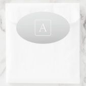 Sticker Ovale Subtil Gray Gradient Nom de famille Monogramme (Sac)