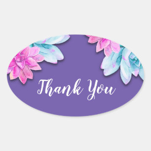 Sticker Ovale Succulentes Ultra Violet Fête Florale Moderne et A