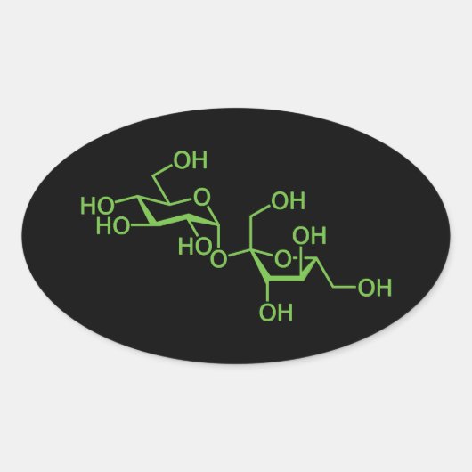 Sticker Ovale Sucrose Sugar Molecule Diagramme chimique (Devant)
