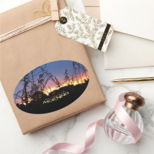 Sticker Ovale Sunrise Échauffe La Photo Horizon Personnalisée