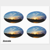 Sticker Ovale Sunset Mountain Lake (Feuille)