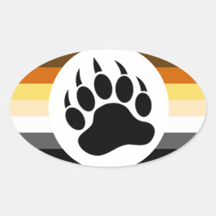 Sticker Ovale Super Gay Bear Fierté Stripes Bear Paw