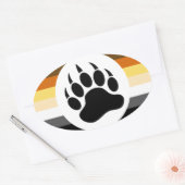 Sticker Ovale Super Gay Bear Fierté Stripes Bear Paw (Enveloppe)