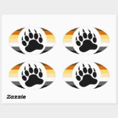 Sticker Ovale Super Gay Bear Fierté Stripes Bear Paw (Feuille)