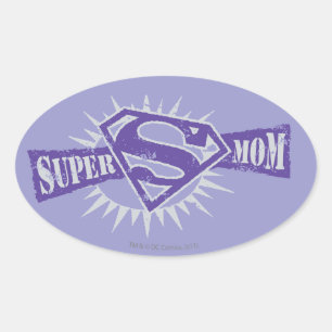 Sticker Ovale Super Maman Purple Starburst