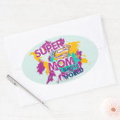 Sticker Ovale Super Maman sauve le monde (Enveloppe)