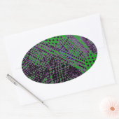 Sticker Ovale Superbe design architectural abstrait violet vert (Enveloppe)