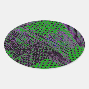 Sticker Ovale Superbe design architectural abstrait violet vert
