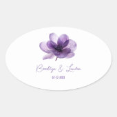 Sticker Ovale Superbe Mariage de fleurs violettes (Devant)