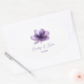 Sticker Ovale Superbe Mariage de fleurs violettes (Enveloppe)