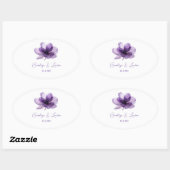 Sticker Ovale Superbe Mariage de fleurs violettes (Feuille)