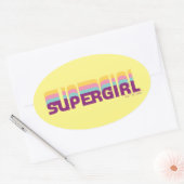 Sticker Ovale Supergirl Retro Colorshift Graphic (Enveloppe)