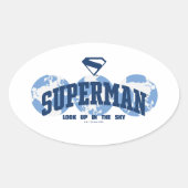 Sticker Ovale Superman dans le monde (Devant)