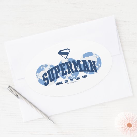 Sticker Ovale Superman dans le monde (Enveloppe)