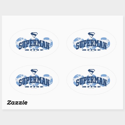 Sticker Ovale Superman dans le monde (Feuille)