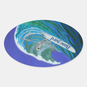 Sticker Ovale Surfeur de cour osseuse