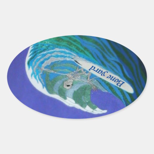 Sticker Ovale Surfeur de cour osseuse (Devant)