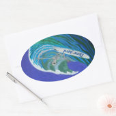 Sticker Ovale Surfeur de cour osseuse (Enveloppe)