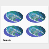 Sticker Ovale Surfeur de cour osseuse (Feuille)