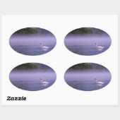 Sticker Ovale Swan sur le lac (Feuille)
