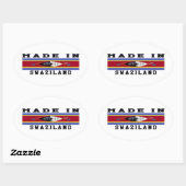 Sticker Ovale Swaziland Fabriqué Dans Des Designs (Feuille)