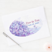 Sticker Ovale Sweet Purple Hydrangea Mariage Enregistrer la date (Enveloppe)