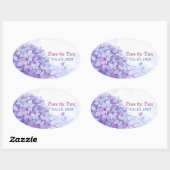 Sticker Ovale Sweet Purple Hydrangea Mariage Enregistrer la date (Feuille)