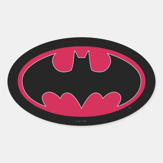 Sticker Ovale Symbole Batman | Logo noir rouge (Devant)