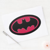 Sticker Ovale Symbole Batman | Logo noir rouge (Enveloppe)