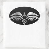 Sticker Ovale Symbole bouddhiste de l'oeil du Bouddha (Sac)