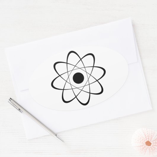 Sticker Ovale Symbole d'atome stylisé (Enveloppe)